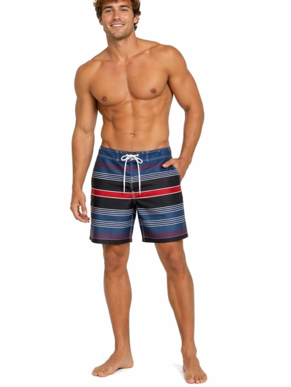 Gap Board Shorts Swim Trunks Lined Mens Large Beach Vacation Red White Blue